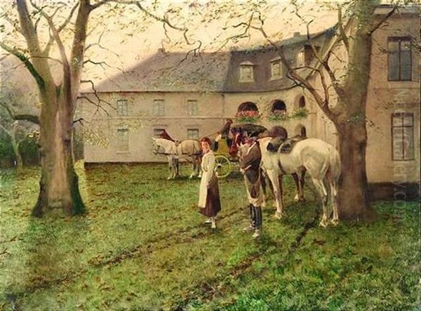 Szenerie Vor Einem Gutshof Oil Painting by Wilhelm Hartes