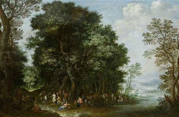 Waldlandschaft Mit Figurenstaffage Oil Painting by Johannes Jakob Hartmann