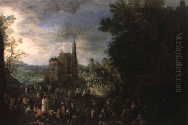 La Kermesse D'audenaerde Oil Painting by Johannes Jakob Hartmann