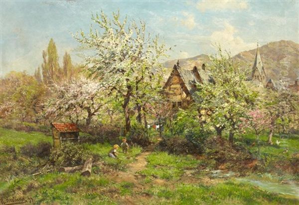 Spielende Kinder Im Obstgarten Oil Painting by Heinrich Hartung the Elder