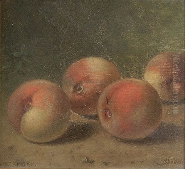 Still Life With Peaches Oil Painting by George Harvey