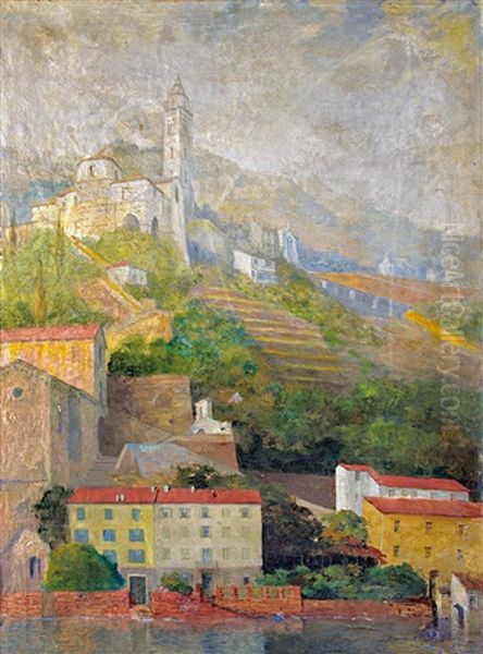 Morcote Latkepe Oil Painting by Gyula Hary