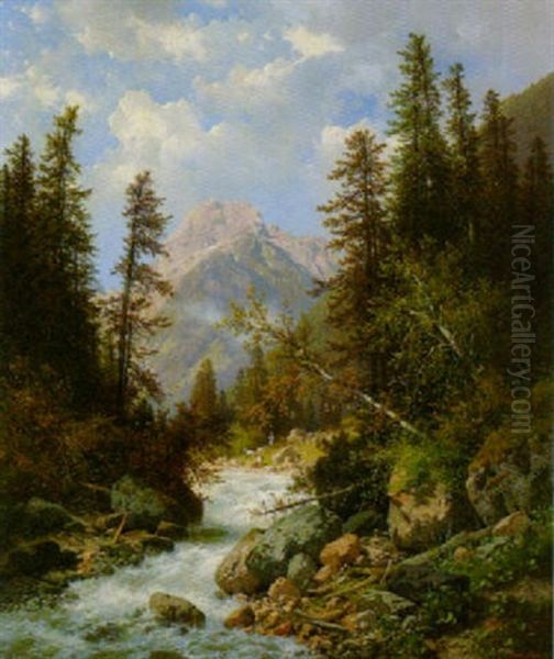 Motiv Am Weg Zur Kappenwinkleralm Bei Hallstadt Oil Painting by Carl Hasch