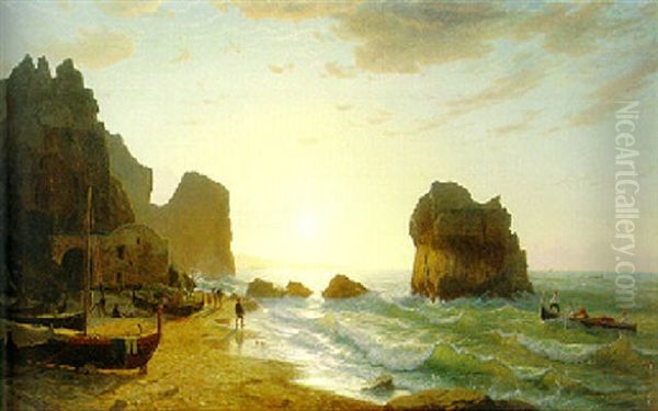 Sunset In Capri Oil Painting by William Stanley Haseltine