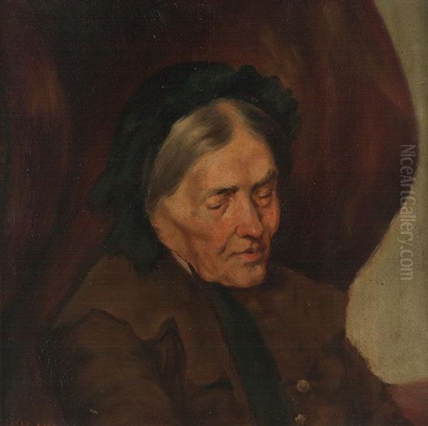 Portrait Einer Schwarzwaldbauerin Mit Braunem Mantel Oil Painting by Wilhelm Hasemann