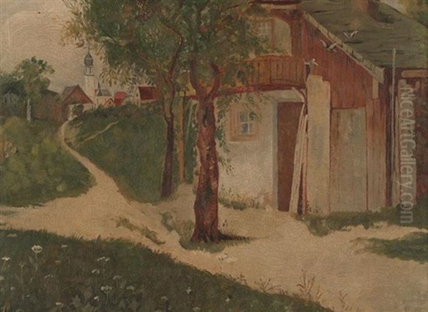 Dorf Mit Kirche Im Schwarzwald Oil Painting by Wilhelm Hasemann
