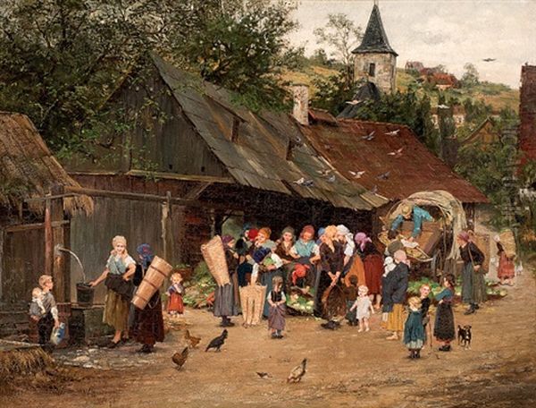 Bauernmarkt Oil Painting by Wilhelm Hasemann
