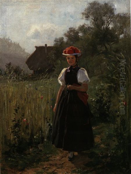Junge Gutacherin Nahe Schwarzwald-bauernhof Oil Painting by Wilhelm Hasemann