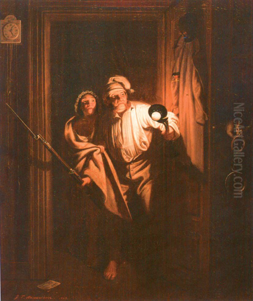 Die Gestorte Nachtruhe Oil Painting by Johann Peter Hasenclever