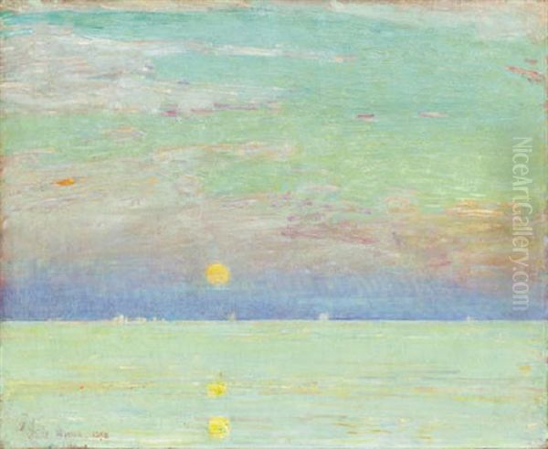 Moonrise At Sunset, Cape Ann Oil Painting by Childe Hassam
