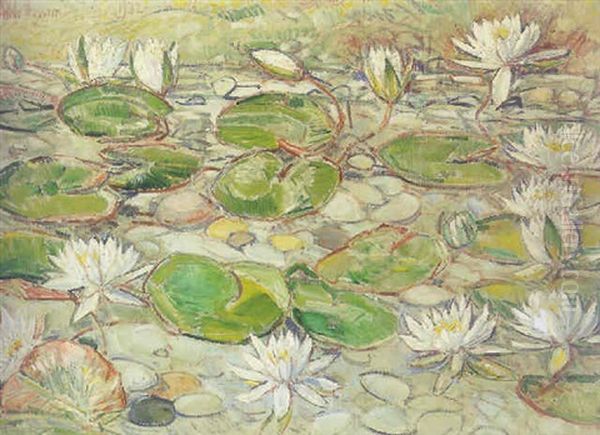 Pond Lilies Oil Painting by Childe Hassam