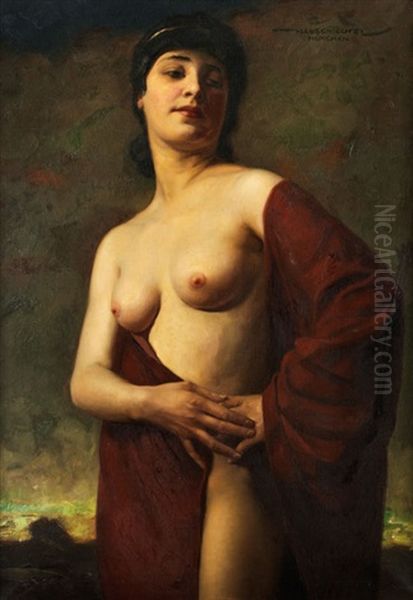 Halbakt Einer Jungen Frau Oil Painting by Hans Hassenteufel