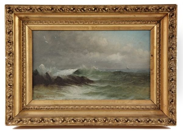 Approaching Storm And Surf Oil Painting by George M. Hathaway