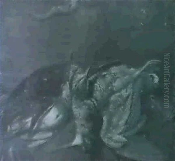 A Still Life Of A Dead Woodcock And Two Snipe In A Landscape Oil Painting by Moses Haughton