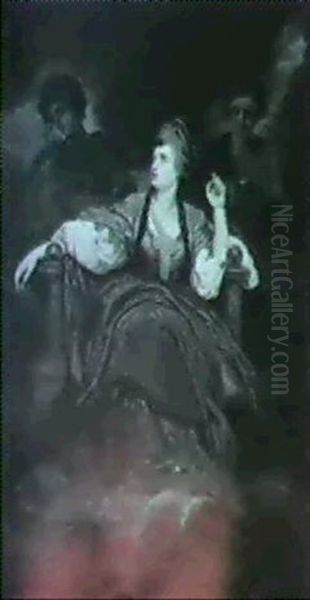 Mrs. Siddons As The Tragic Muse (after Sir Joshua Rey-      Nolds, P.r.a.) Oil Painting by Moses Haughton