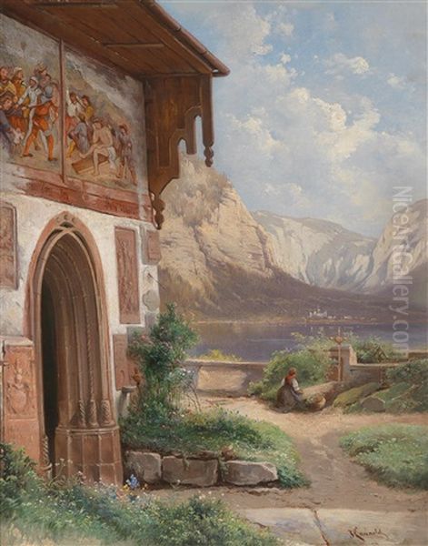 Partie Aus Dem Salzkammergut (?) Oil Painting by Karl Franz Emanuel Haunold