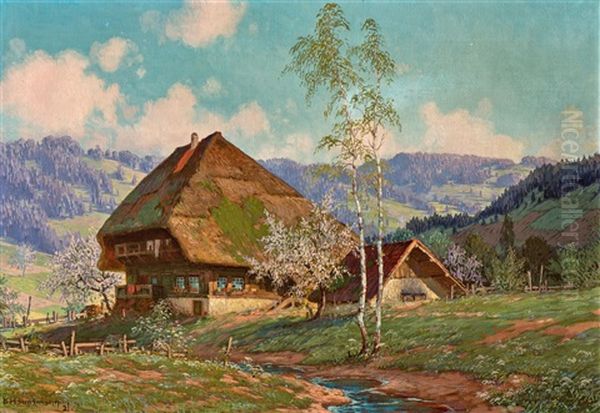 Summer At The Black Forest Oil Painting by Karl Hauptmann