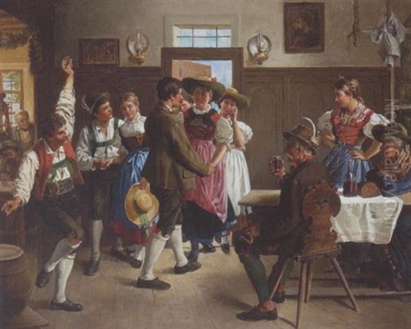 Tanzvergnugen In Der Stube Oil Painting by Ernst Friedrich Hausmann