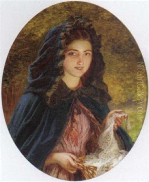 The Lace Seller Oil Painting by Edmund Havell Jnr.