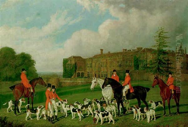 A Meet Of Sir John Cope's Hounds At Bramshill, Hampshire Oil Painting by Edmund Havell Jnr.