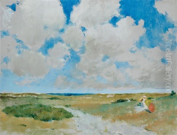 Landscape With Three Women In White Dresses Oil Painting by Charles Hawthorne