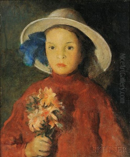 Flower Girl Oil Painting by Charles Hawthorne