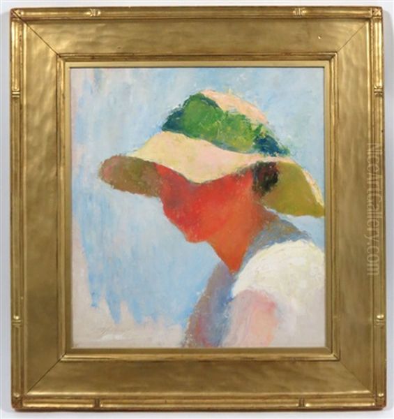 Woman Wearing A Sun Bonnet - Mudhead Oil Painting by Charles Hawthorne