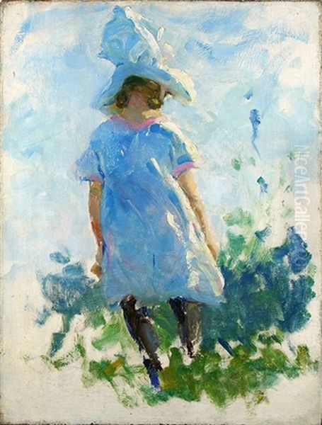 Young Girl In A Garden Oil Painting by Charles Hawthorne