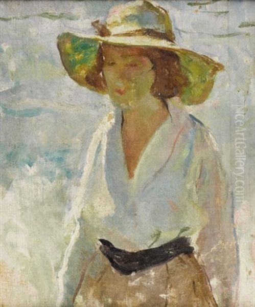 Untitled - Woman With Hat Oil Painting by Charles Hawthorne
