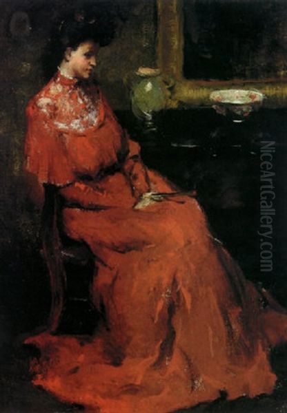 Girl In Red Oil Painting by Charles Hawthorne