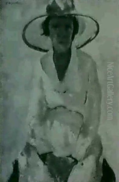A Lady In A White Hat Oil Painting by Charles Hawthorne