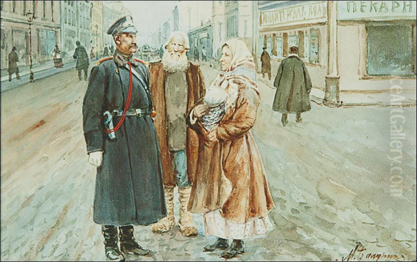 Young Mother Oil Painting by Mikhail Abramovich Balunin