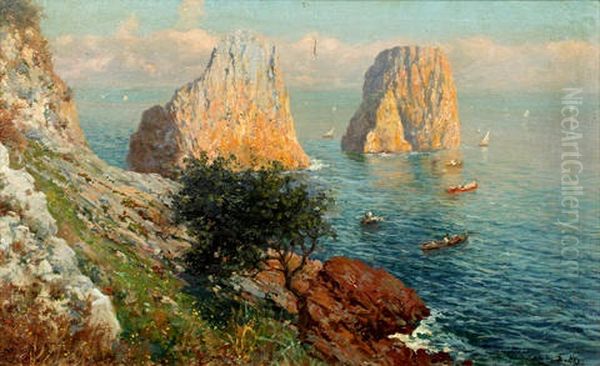 View Of The Faraglioni, Capri Oil Painting by Bernardo Hay