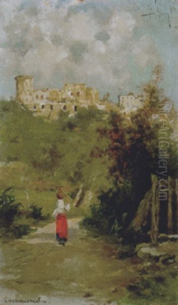 Salendo A Casamicciola Oil Painting by Bernardo Hay