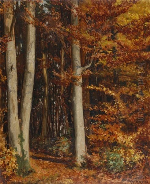 Herbstliche Laubwaldlandschaft Oil Painting by Karl Hayd