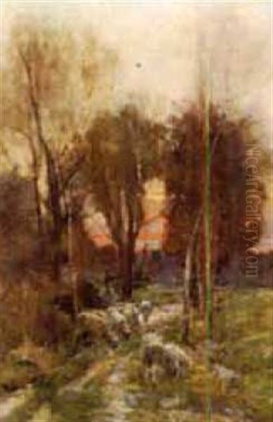 A Surrey Pastorale Oil Painting by Claude Hayes