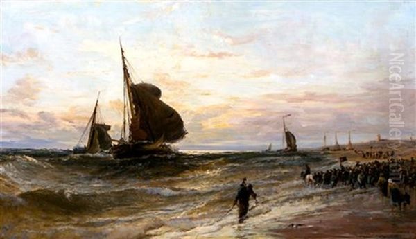 Rough Coast Oil Painting by Edwin Hayes