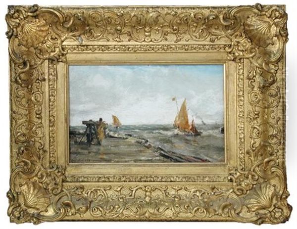 Entrance To The Harbour, Yarmouth, Norfolk Oil Painting by Edwin Hayes