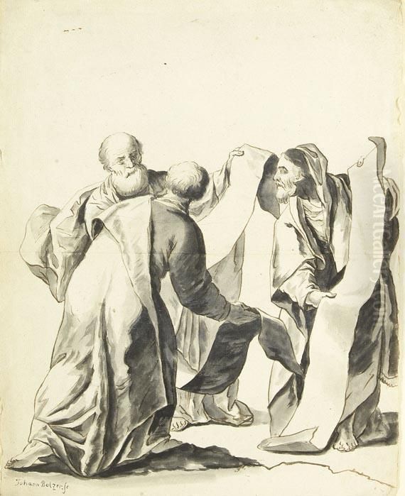 Drei Schriftgelehrte Oil Painting by Johann Balzer