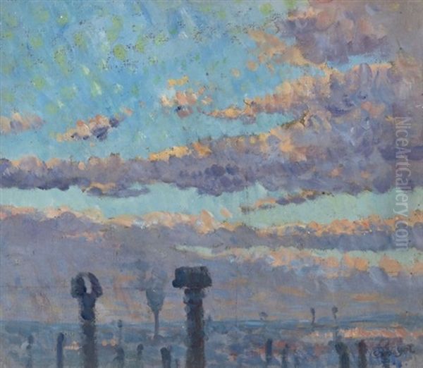 Les Cheminees Oil Painting by Louis Hayet