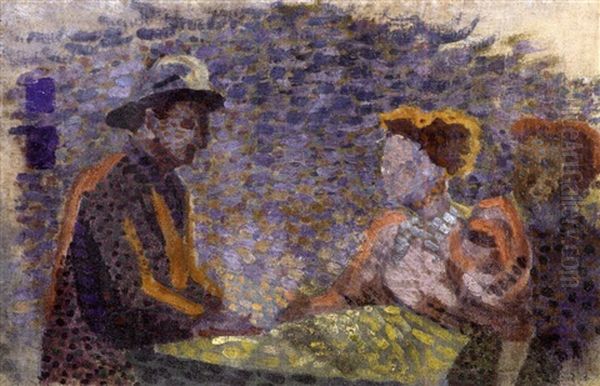 Marche A Pontoise Oil Painting by Louis Hayet