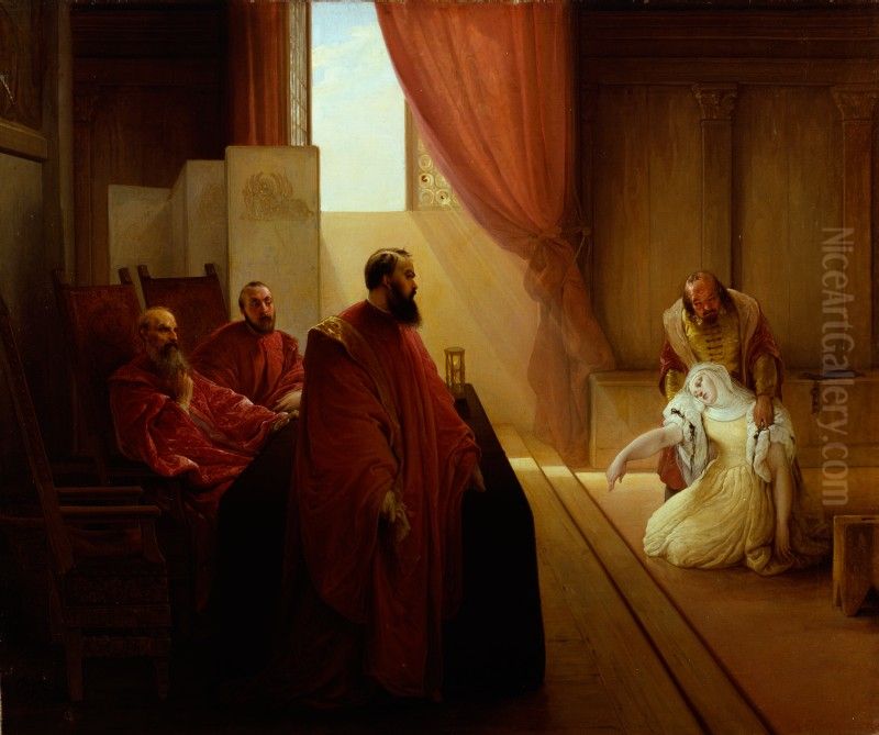Valenza Gradenigo Before The Inquisition Oil Painting by Francesco Hayez