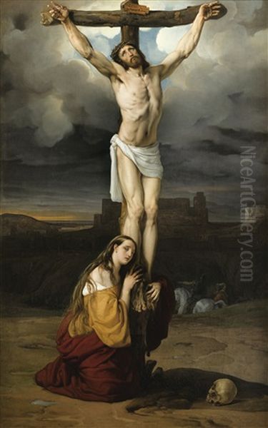 Madeleine Penitente Au Pied De La Croix Oil Painting by Francesco Hayez