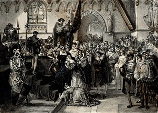 Maria Stuart Auf Dem Weg Zum Schaffot Oil Painting by Francesco Hayez