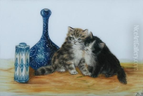 Two Kittens Oil Painting by Bessie, Betsie Bamber