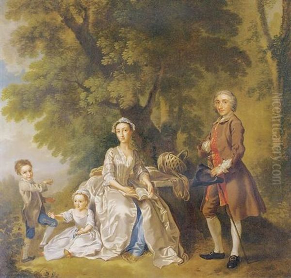 Group Portrait Of The Grant Family In A Landscape Oil Painting by Francis Hayman