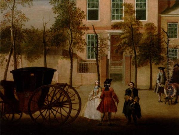 Figures With A Shoe-shine In A London Street Oil Painting by Francis Hayman