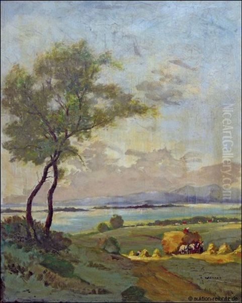 Landschaft Mit Heuwagen Oil Painting by Ernst Haymann