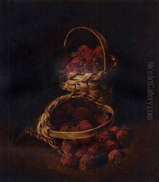 Basket  Of Strawberries Oil Painting by William Jacob Hays