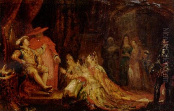 The Three Catholic Queens Praying Before King Henry Viii Oil Painting by George Hayter